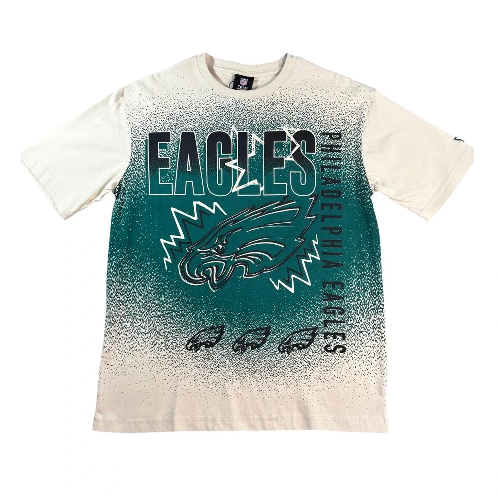 New Era Philadelphia Eagles NFL T-Shirt Cream Green Mens Small NWT